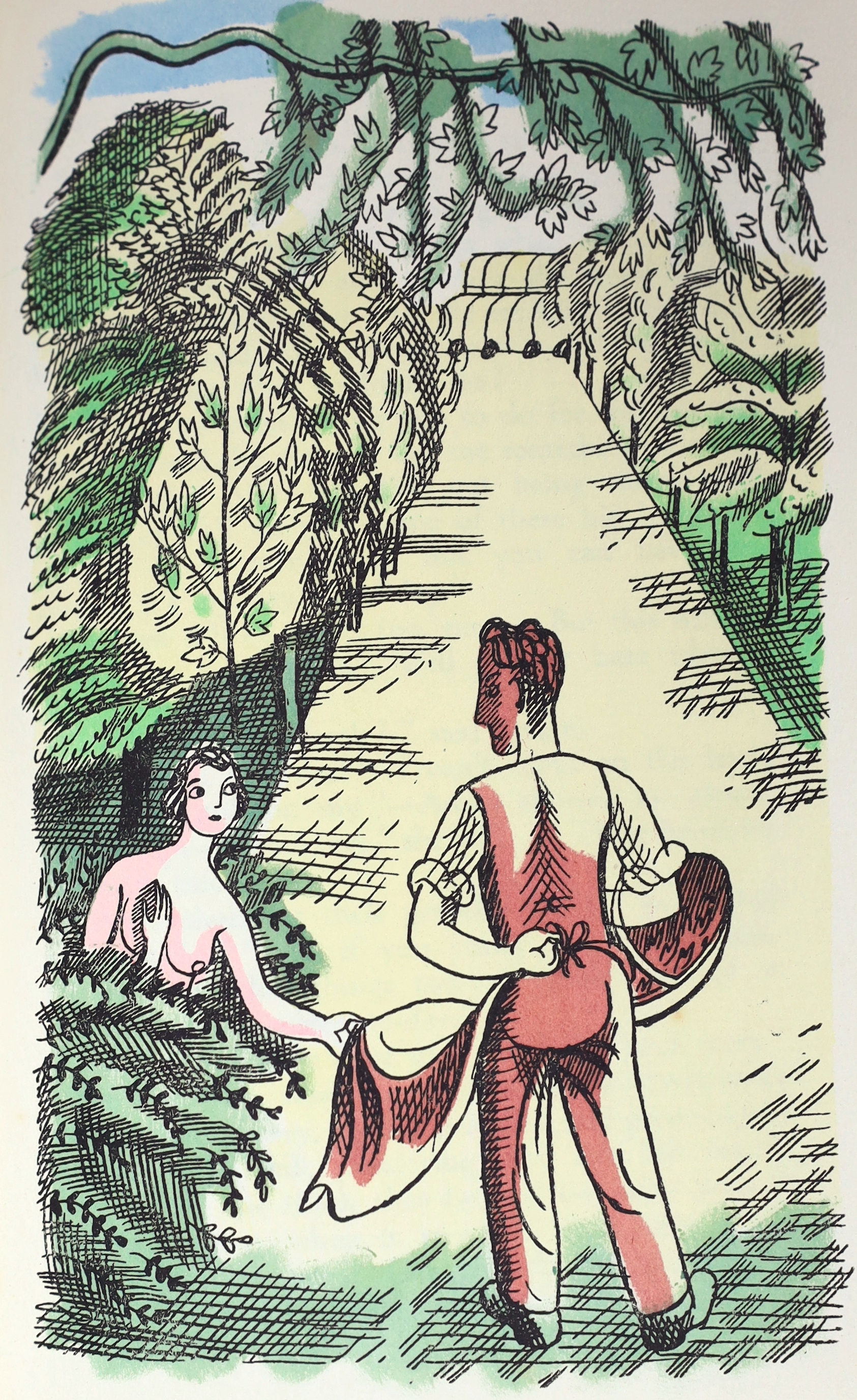 Herring, Robert - Adam and Evelyn at Kew, or, Revolt in the Gardens, one of 1000, illustrated by Edward Bawden, with 13 pochoir plates, 6 illustrations in the text and the endpapers decorated with aerial views of Kew Gar